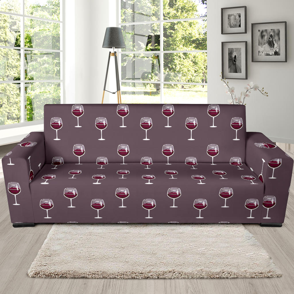 Wine Glass Pattern Print Design LKS305 Sofa Slipcover