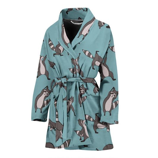 Raccoon Pattern Print Design A07 Women Bathrobe