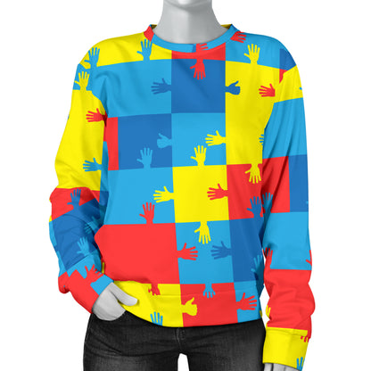 Autism Awareness Design Themed Print Women Long Sleeve Sweatshirt