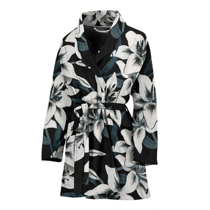 Lily Pattern Print Design 03 Women Bathrobe
