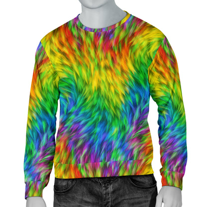Rainbow Fur Design Print Men Long Sleeve Sweatshirt