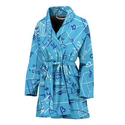 Math Pattern Print Design 02 Women Bathrobe