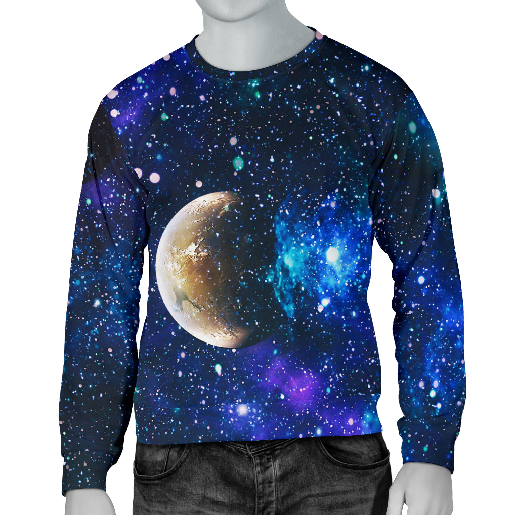 Galaxy Stardust Planet Space Print Men Long Sleeve Sweatshirt
