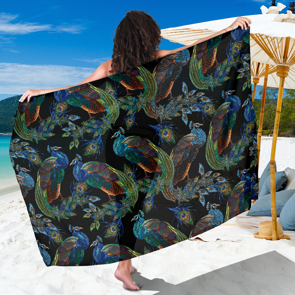 Peacock Pattern Print Design A04 Sarong Pareo Wrap