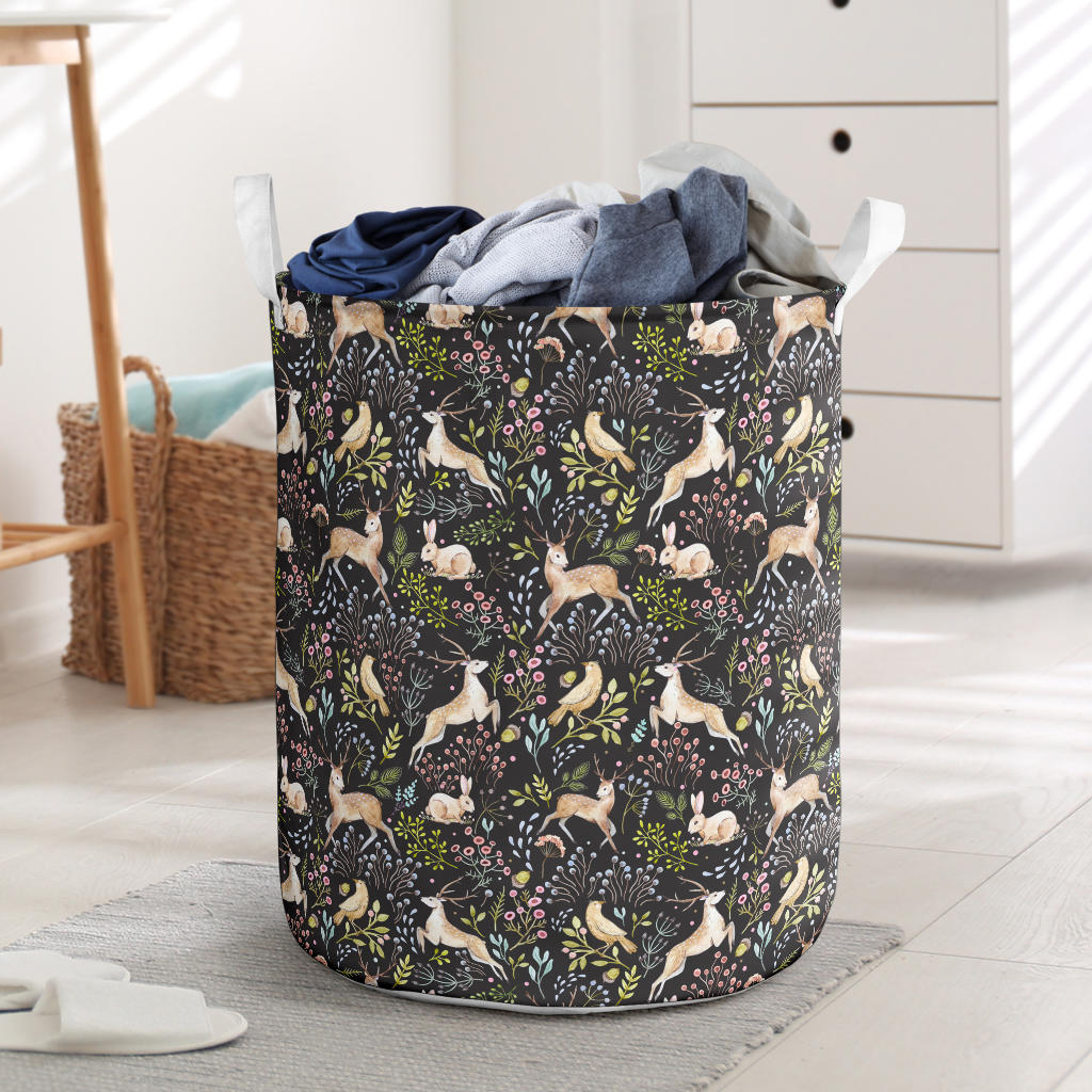 Deer Floral Jungle Laundry Basket
