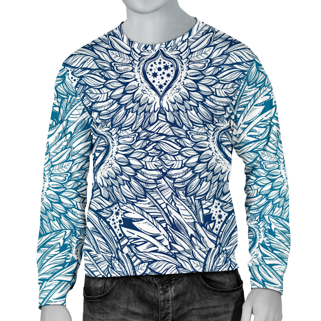 Angel Wings Boho Design Themed Print Men Long Sleeve Sweatshirt