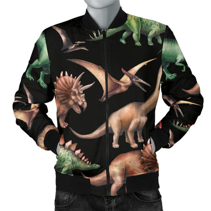 Dinosaur Print Pattern Men Bomber Jacket