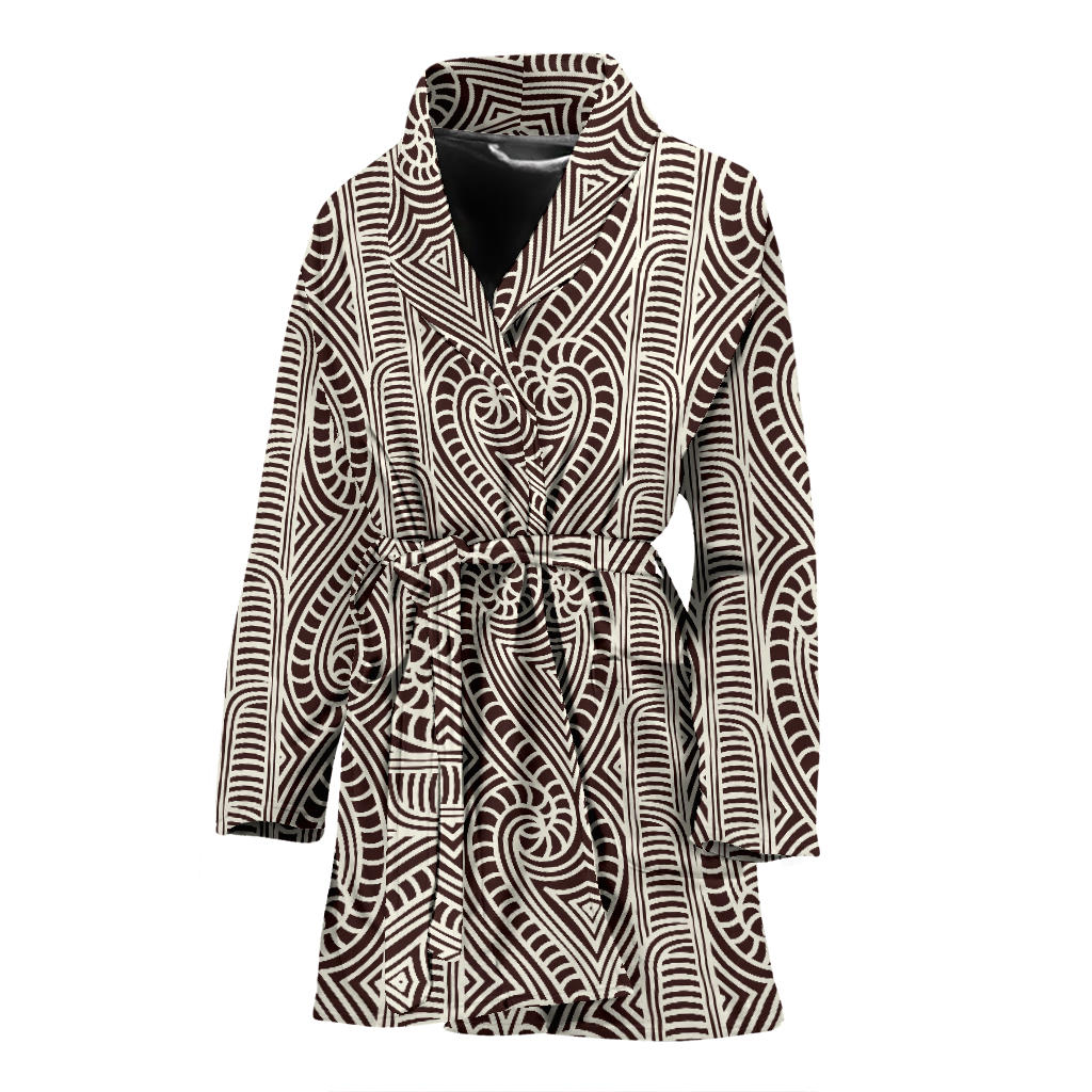 Maori Pattern Print Design 04 Women Bathrobe