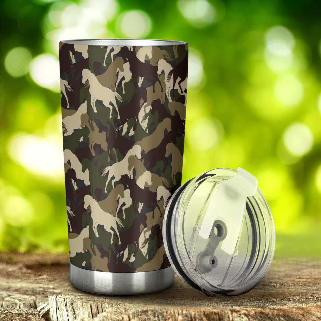 Horse Camo Themed Design Print Tumbler