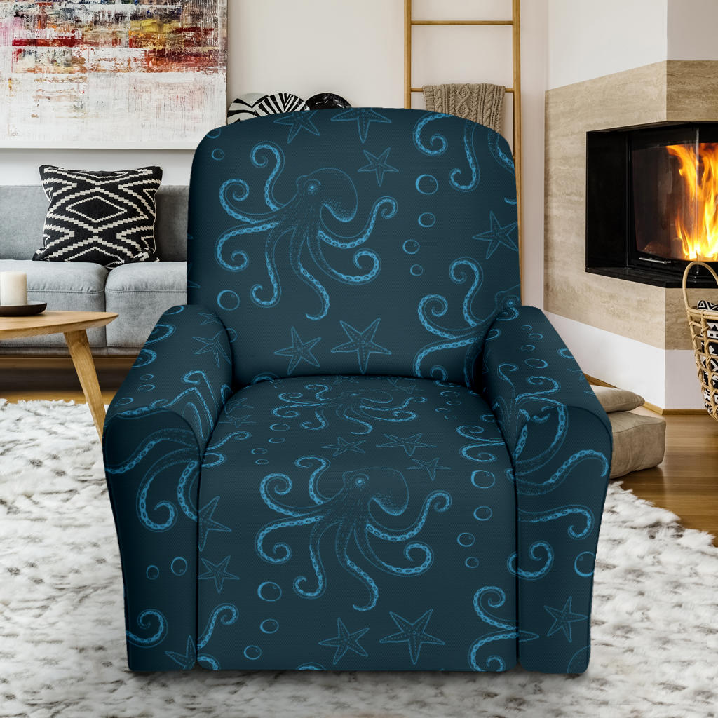 Octopus Pattern Print Design A05 Recliner Slipcover with Pocket