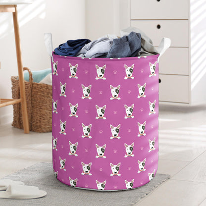 Bull Terrier Happy Print Pattern Laundry Basket