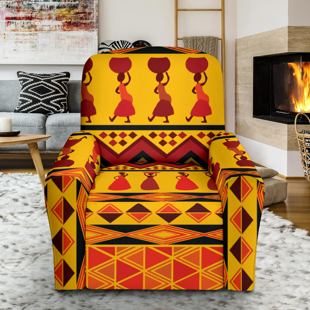 African Pattern Print Design 01 Recliner Slipcover with Pocket