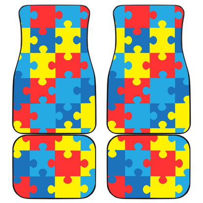 Autism Awareness Puzzles Design Print Car Floor Mats Front Back