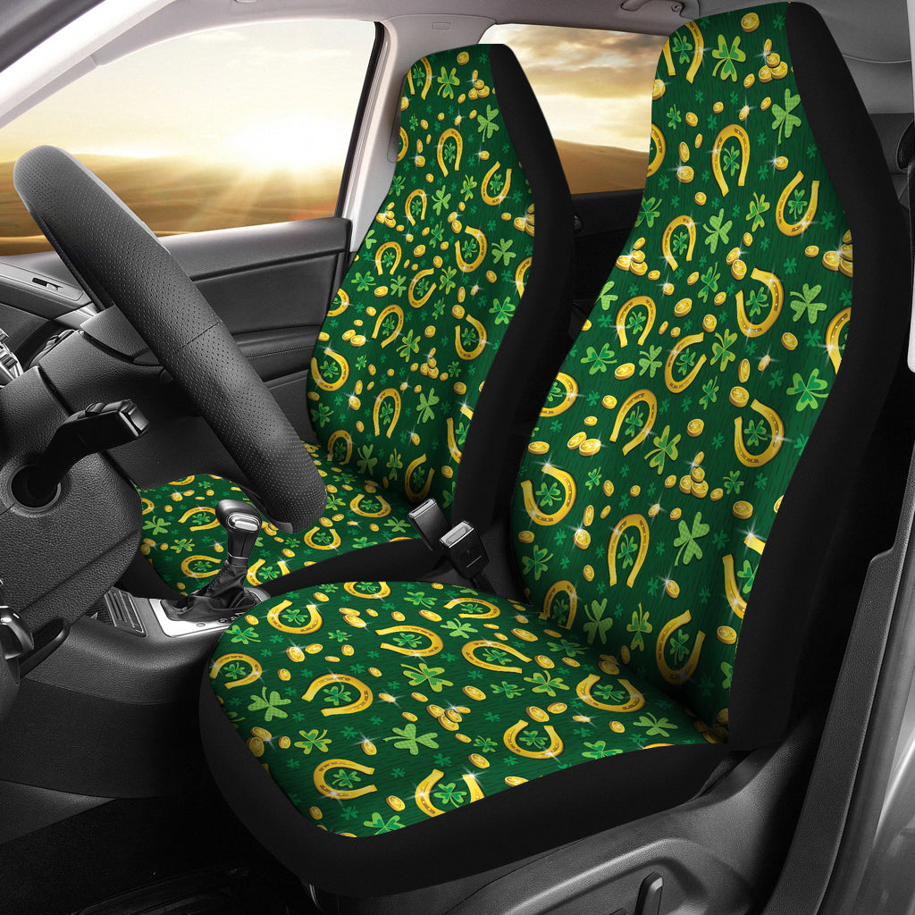 Shamrock Horse Shoes Saint Patrick's Day Print Design LKS307 Car Seat Covers