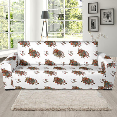 Aztec Wolf Pattern Print Design 02 Sofa Slipcover