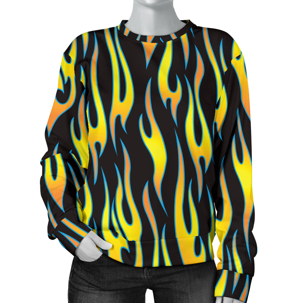 Flame Fire Yellow Pattern Women Long Sleeve Sweatshirt