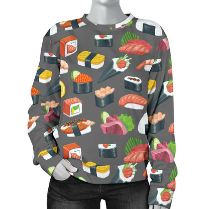 Sushi Pattern Print Women Long Sleeve Sweatshirt
