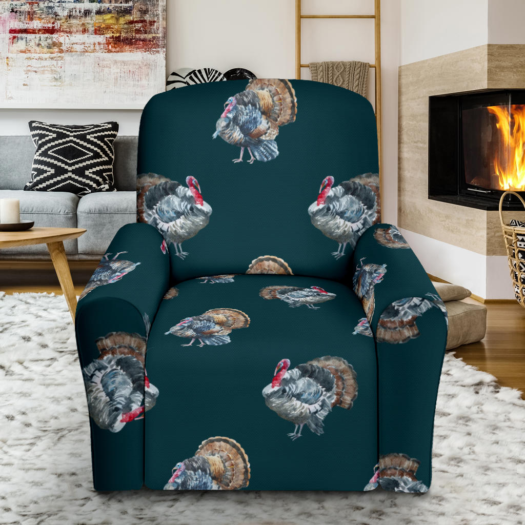 Turkey Pattern Print Design 03 Recliner Slipcover with Pocket