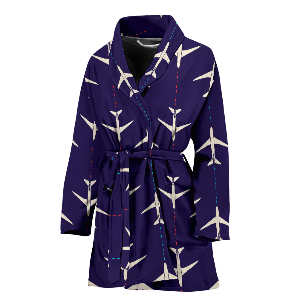 Airplane Pattern Print Design 03 Women Bathrobe
