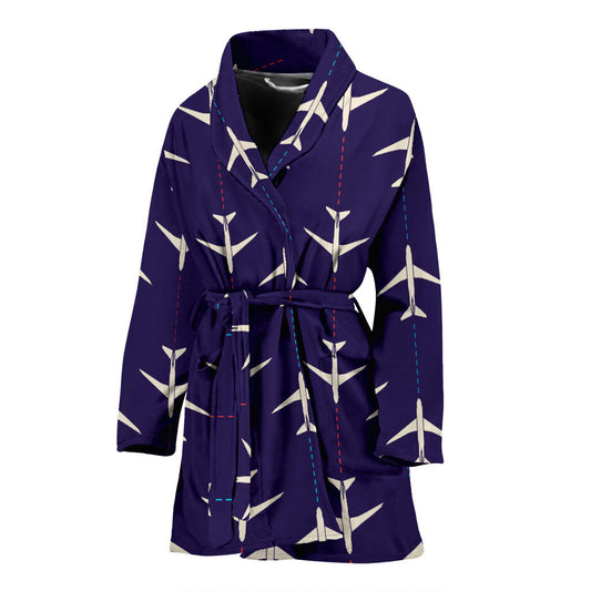 Airplane Pattern Print Design 03 Women Bathrobe
