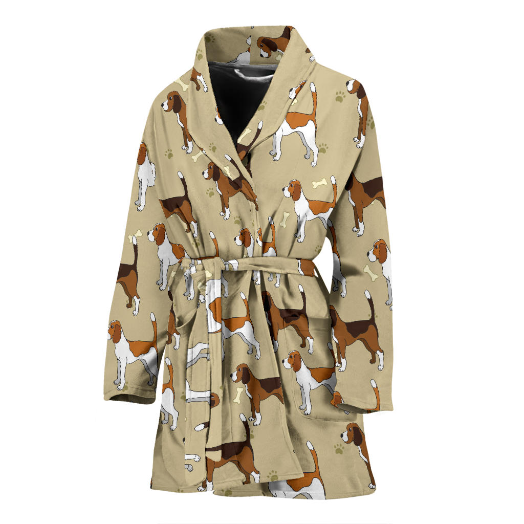 Beagle Pattern Print Design 01 Women Bathrobe