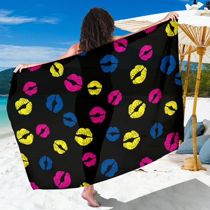 Lip Neon Color Pattern Print Design 01 Sarong Pareo Wrap