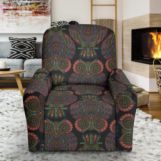 Owl Pattern Print Design A05 Recliner Slipcover with Pocket