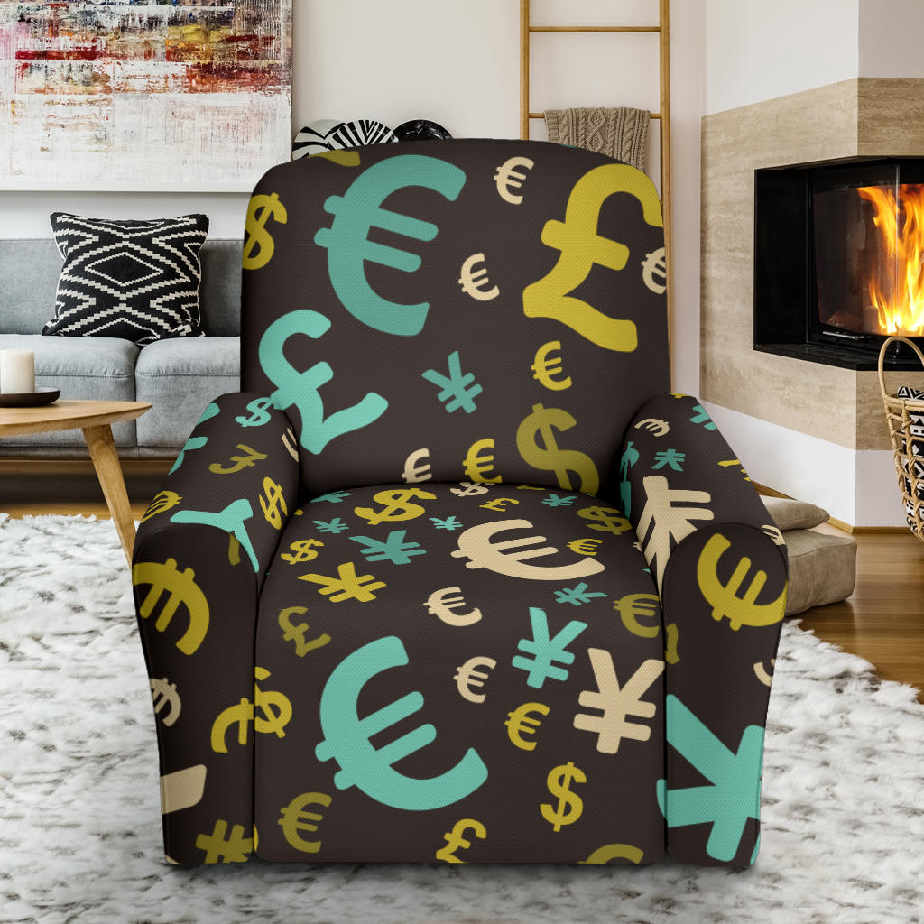 Money Pattern Print Design 01 Recliner Slipcover with Pocket