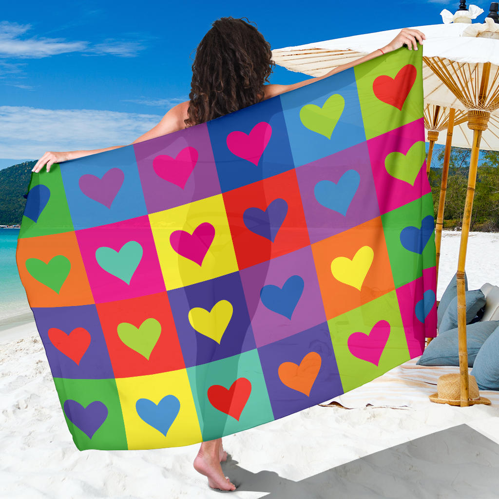 Pop Art Heart Pattern Print Design A01 Sarong Pareo Wrap