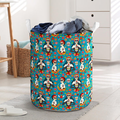 Day of the Dead Old School Girl Design Laundry Basket