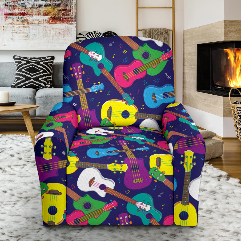 Ukulele Pattern Print Design 02 Recliner Slipcover with Pocket