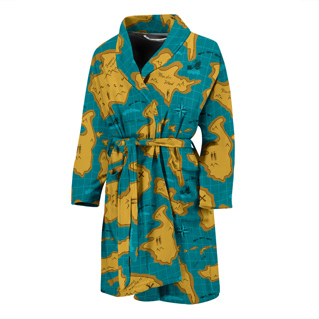 World Map Print Design LKS301 Men Bathrobe