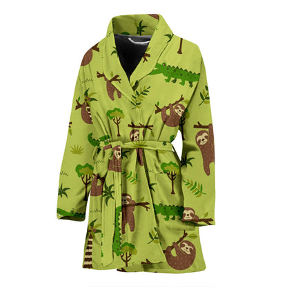 Alligator Pattern Print Design 04 Women Bathrobe