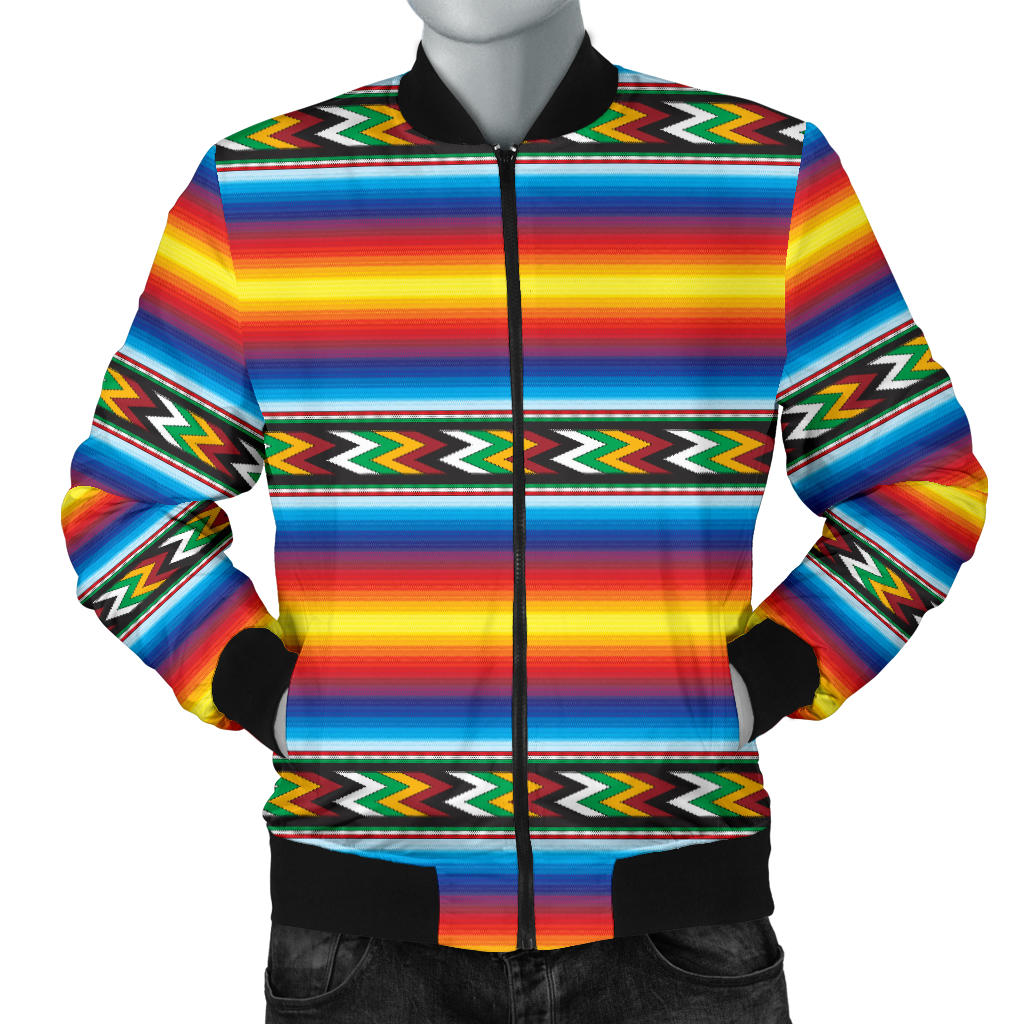 Mexican Blanket ZigZag Print Pattern Men Bomber Jacket