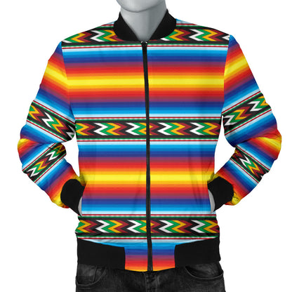 Mexican Blanket ZigZag Print Pattern Men Bomber Jacket