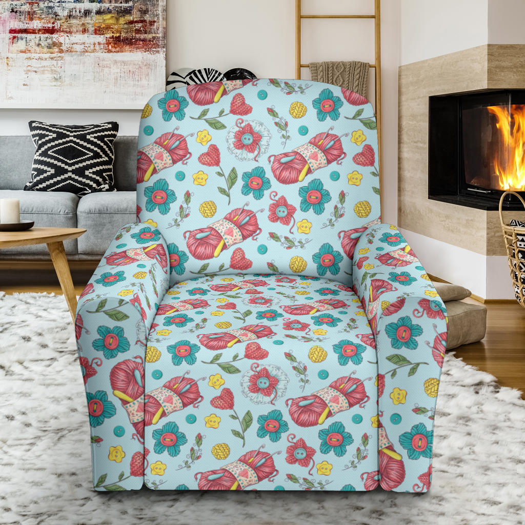 Crochet Pattern Print Design 01 Recliner Slipcover with Pocket