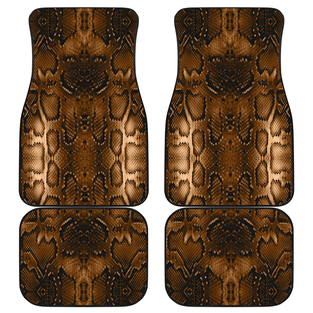 Snake Skin Brown Print Car Floor Mats Front Back