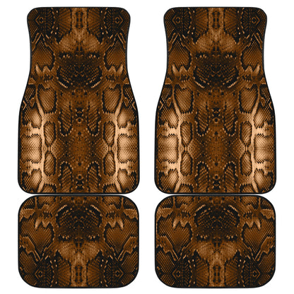 Snake Skin Brown Print Car Floor Mats Front Back