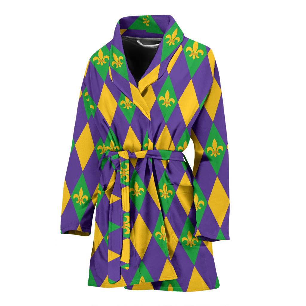 Mardi Gras Pattern Print Design 05 Women Bathrobe