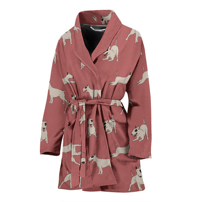 Bull Terriers Pattern Print Design 09 Women Bathrobe