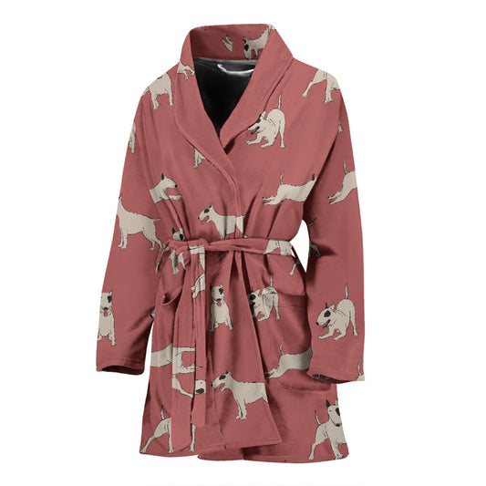 Bull Terriers Pattern Print Design 09 Women Bathrobe