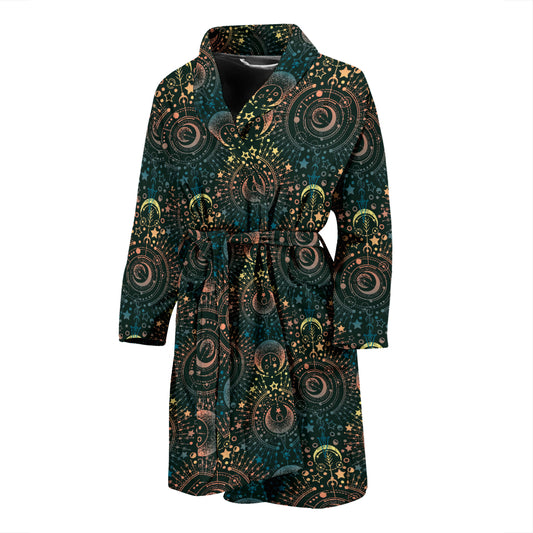 Sun Moon Print Design LKS307 Men Bathrobe