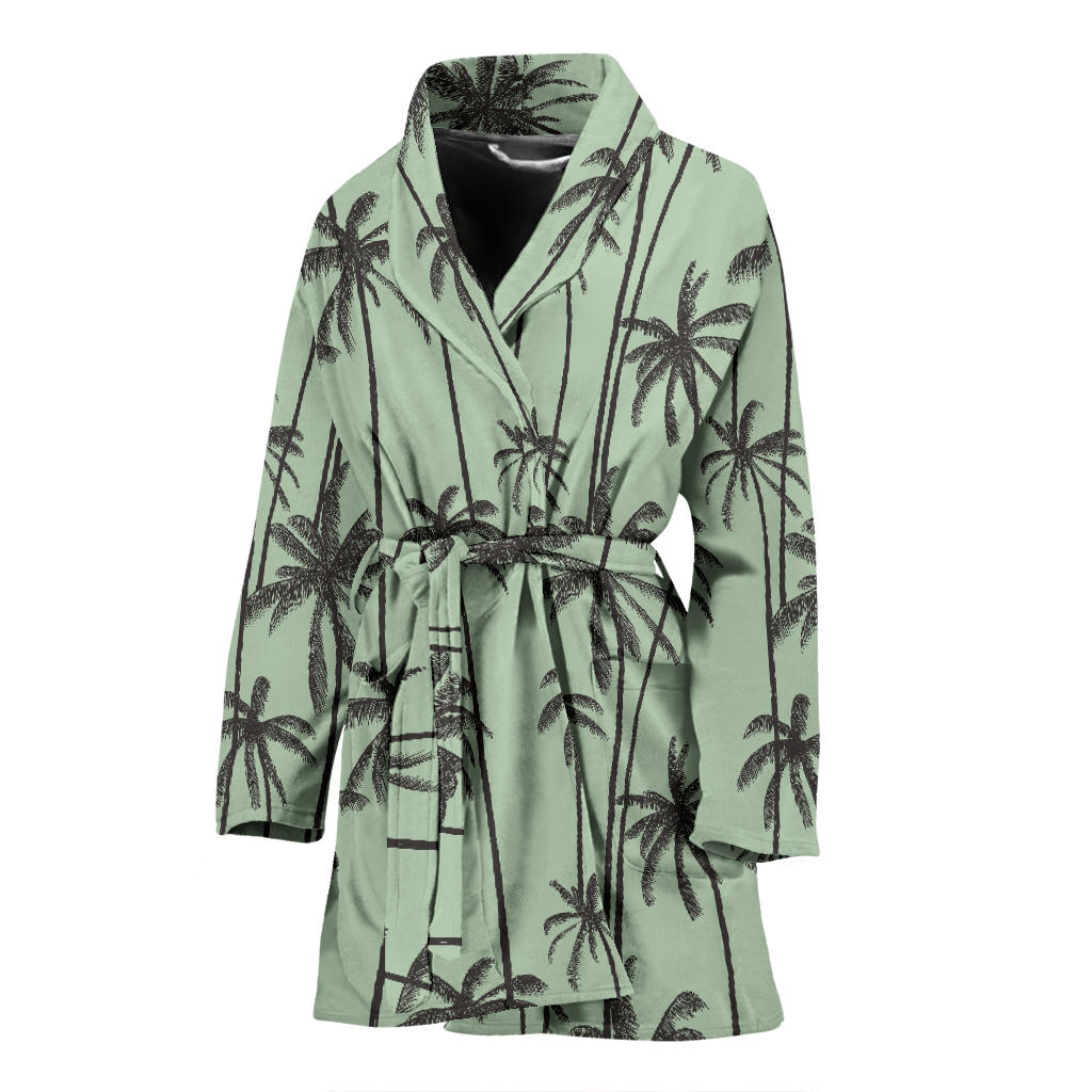 Palm Tree Pattern Print Design A04 Women Bathrobe