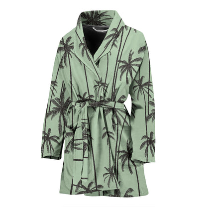 Palm Tree Pattern Print Design A04 Women Bathrobe