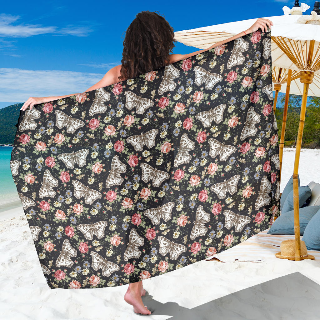 Butterfly Flower Pattern Print Design 07 Sarong Pareo Wrap