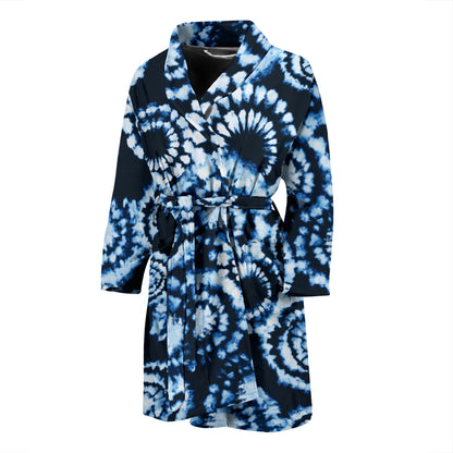 Tie Dye Dark Blue Print Design LKS306 Men Bathrobe