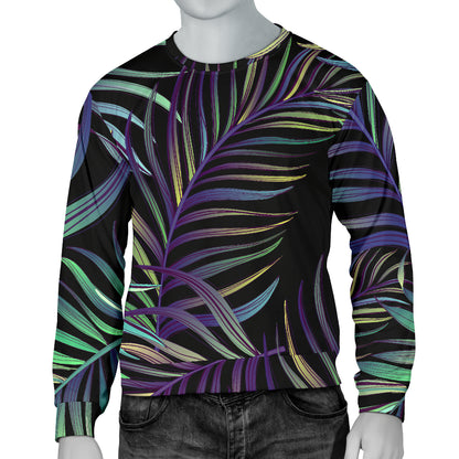 Tropical Palm Leaves Pattern Brightness Men Long Sleeve Sweatshirt