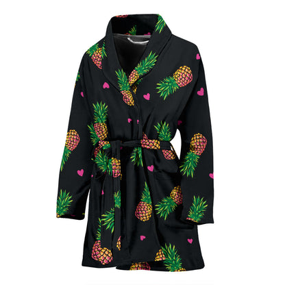 Neon Pineapple Pattern Print Design A04 Women Bathrobe