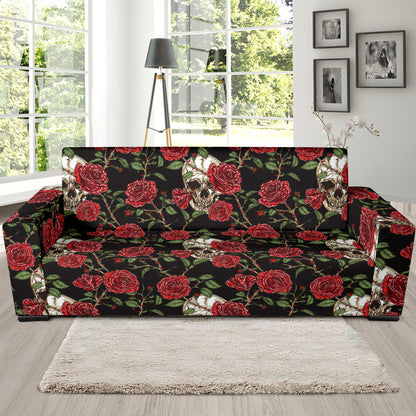 Skull And Roses Print Design LKS303 Sofa Slipcover