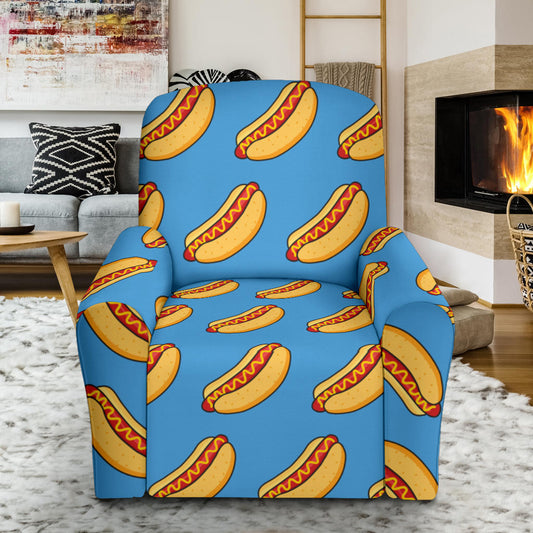 Hot Dog Pattern Print Design 02 Recliner Slipcover with Pocket